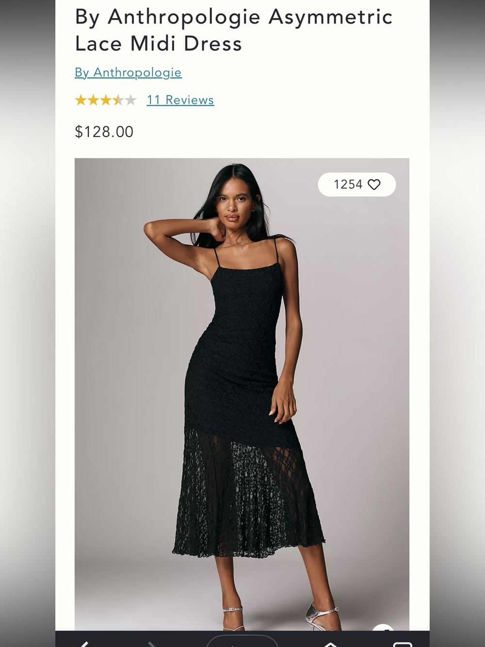 Anthropologie Asymmetric Lace Midi Dress